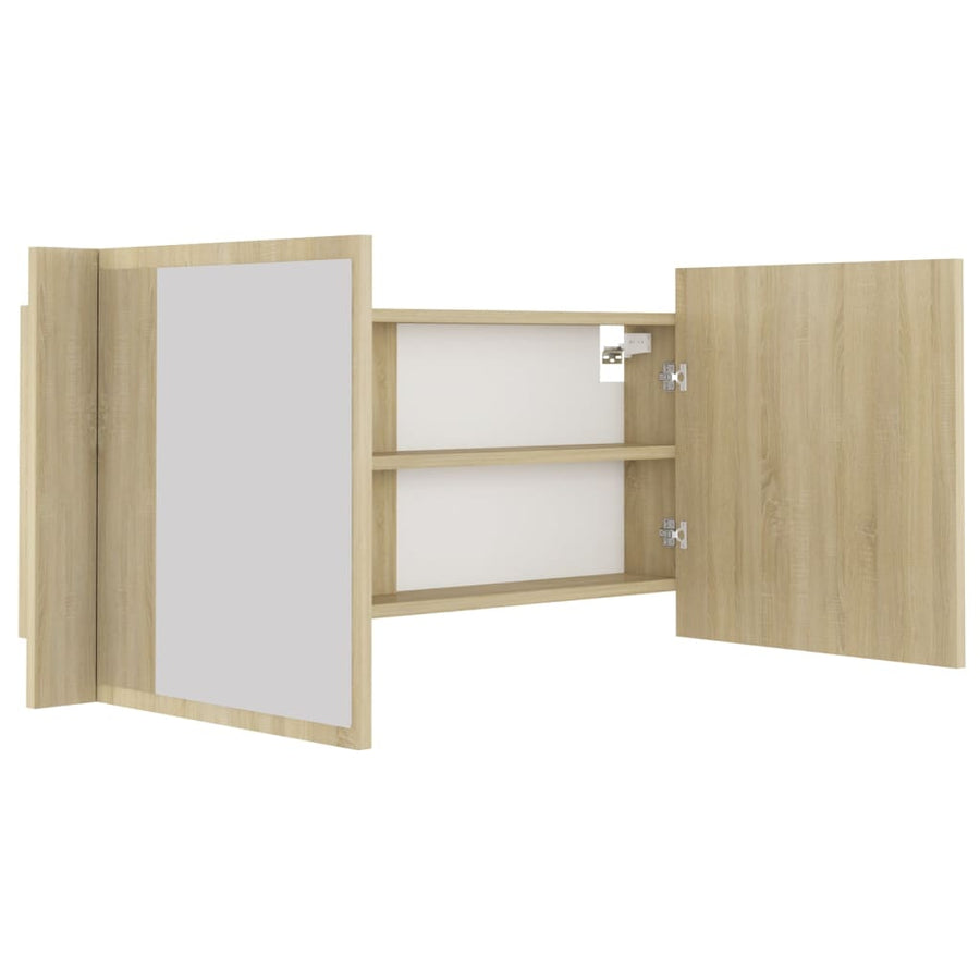 Badkamerkast Met Spiegel Led Acryl Kleurig Sonoma eiken