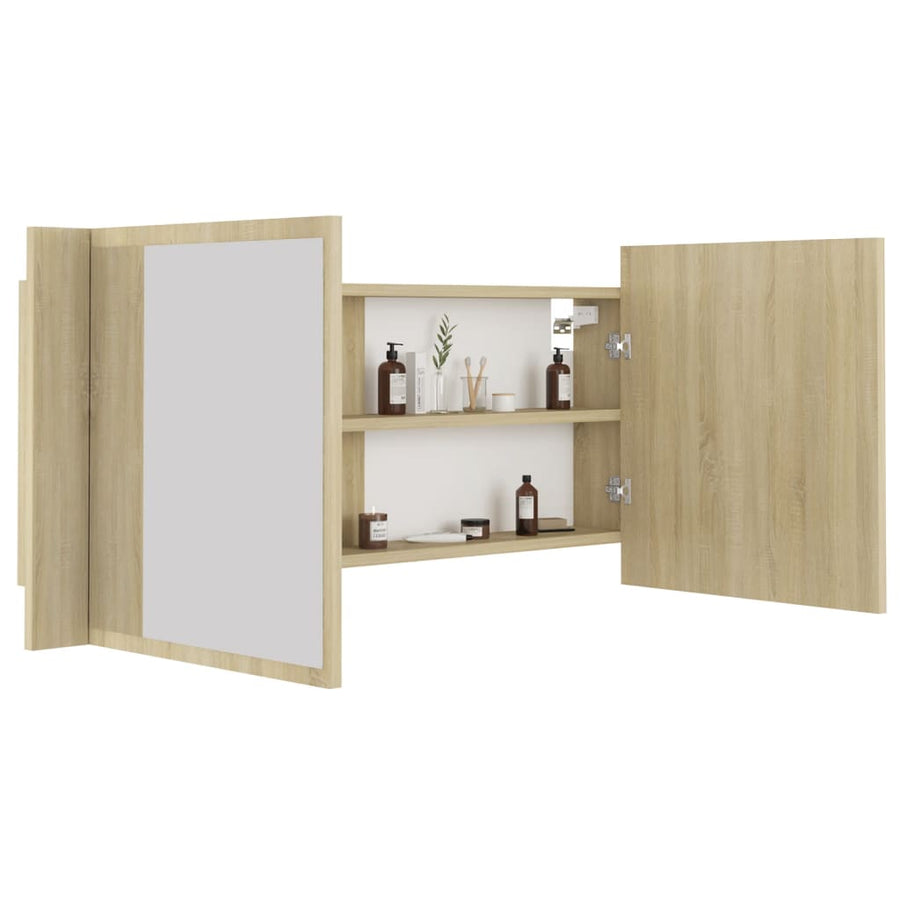 Badkamerkast Met Spiegel Led Acryl Kleurig Sonoma eiken