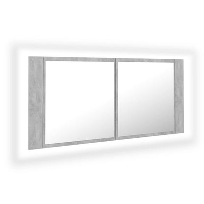 Badkamerkast Met Spiegel En Led 00X2X45 Cm Acryl Betongrijs