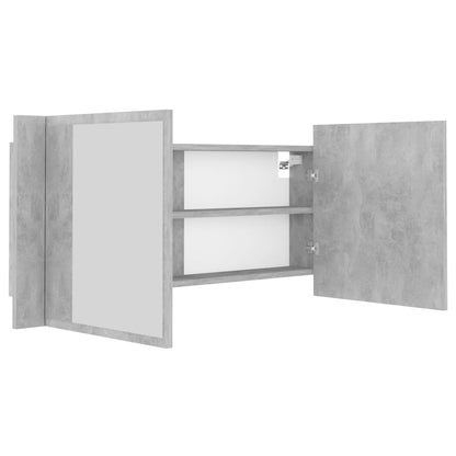 Badkamerkast Met Spiegel En Led 00X2X45 Cm Acryl Betongrijs