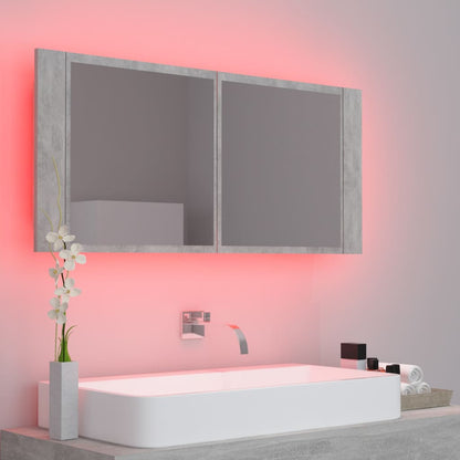 Badkamerkast Met Spiegel En Led 00X2X45 Cm Acryl Betongrijs