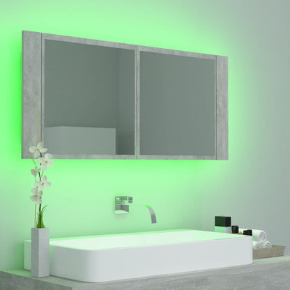 Badkamerkast Met Spiegel En Led 00X2X45 Cm Acryl Betongrijs