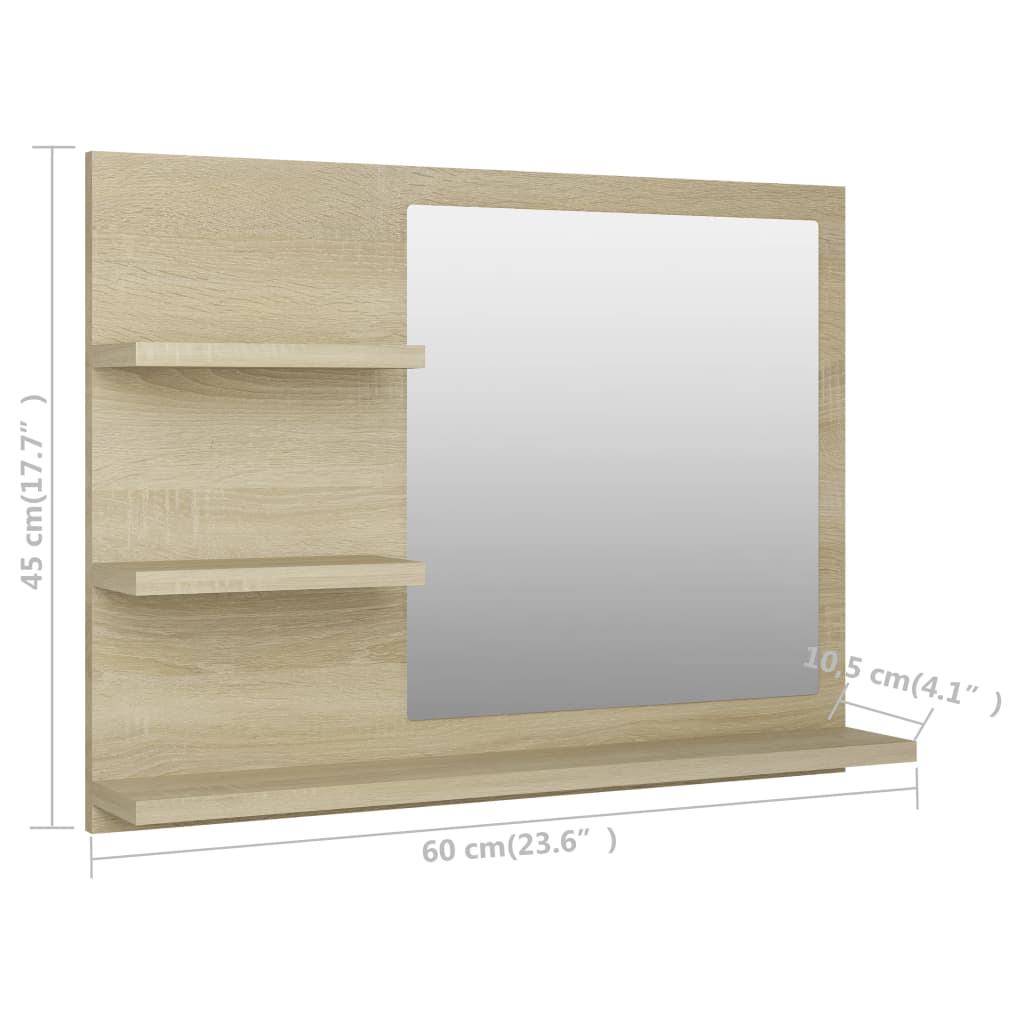 Badkamerspiegel 60X0,5X45 Cm Spaanplaat Kleurig Sonoma eiken