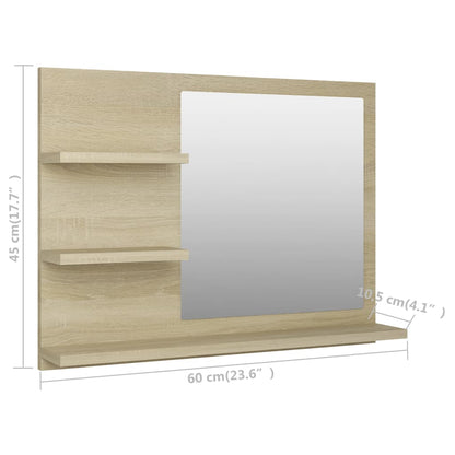 Badkamerspiegel 60X0,5X45 Cm Spaanplaat Kleurig Sonoma eiken