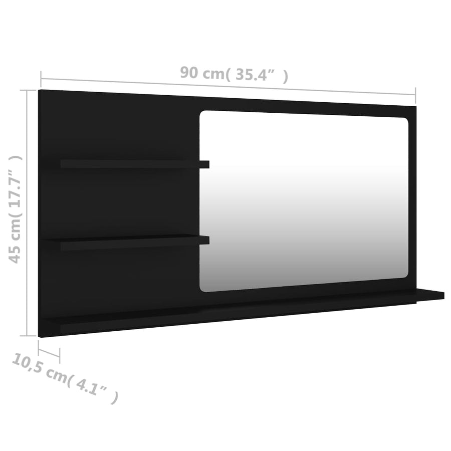 Badkamerspiegel 90X0,5X45 Cm Spaanplaat Zwart
