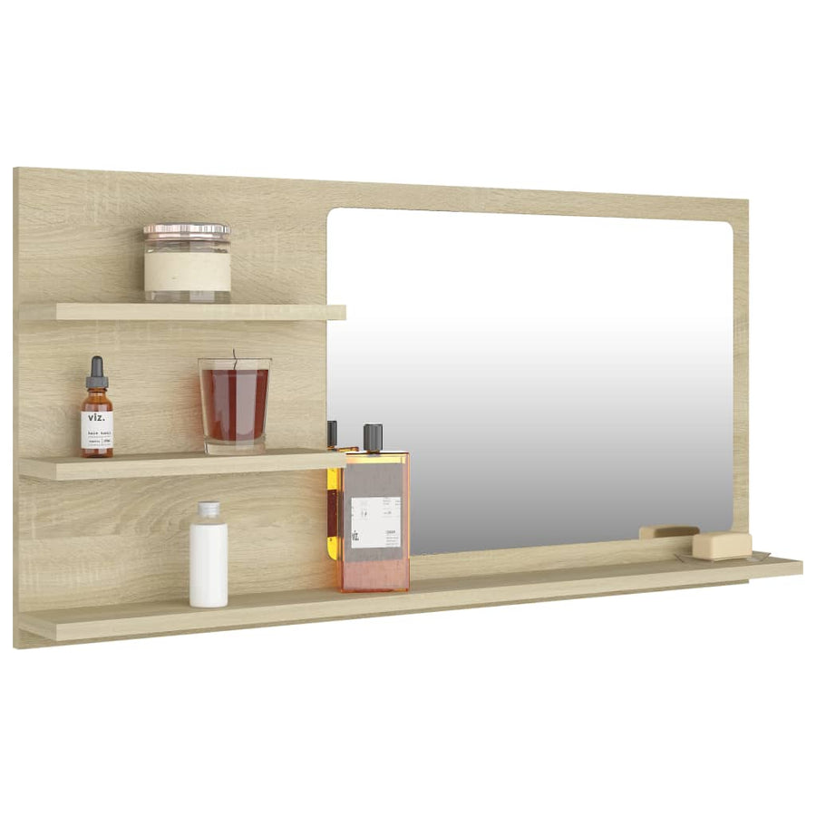 Badkamerspiegel 90X0,5X45 Cm Spaanplaat Kleurig Sonoma eiken