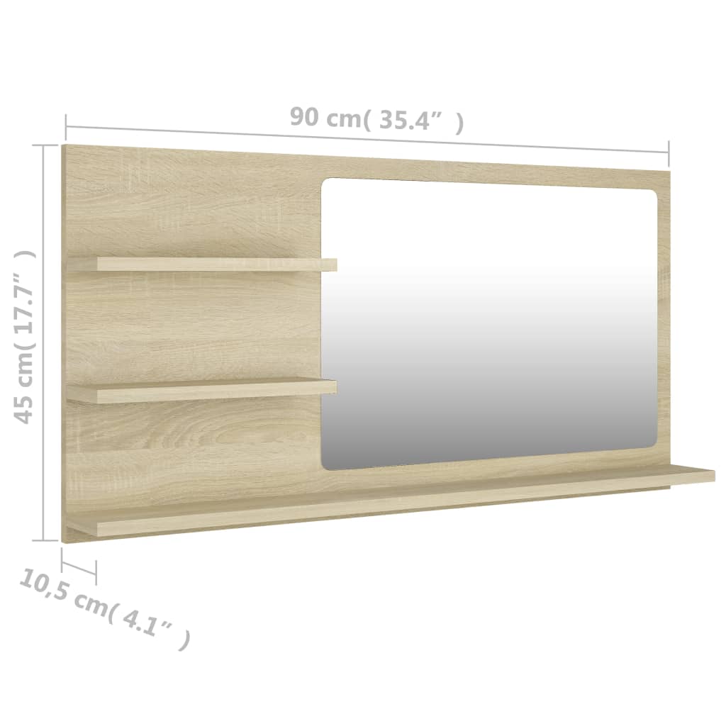 Badkamerspiegel 90X0,5X45 Cm Spaanplaat Kleurig Sonoma eiken