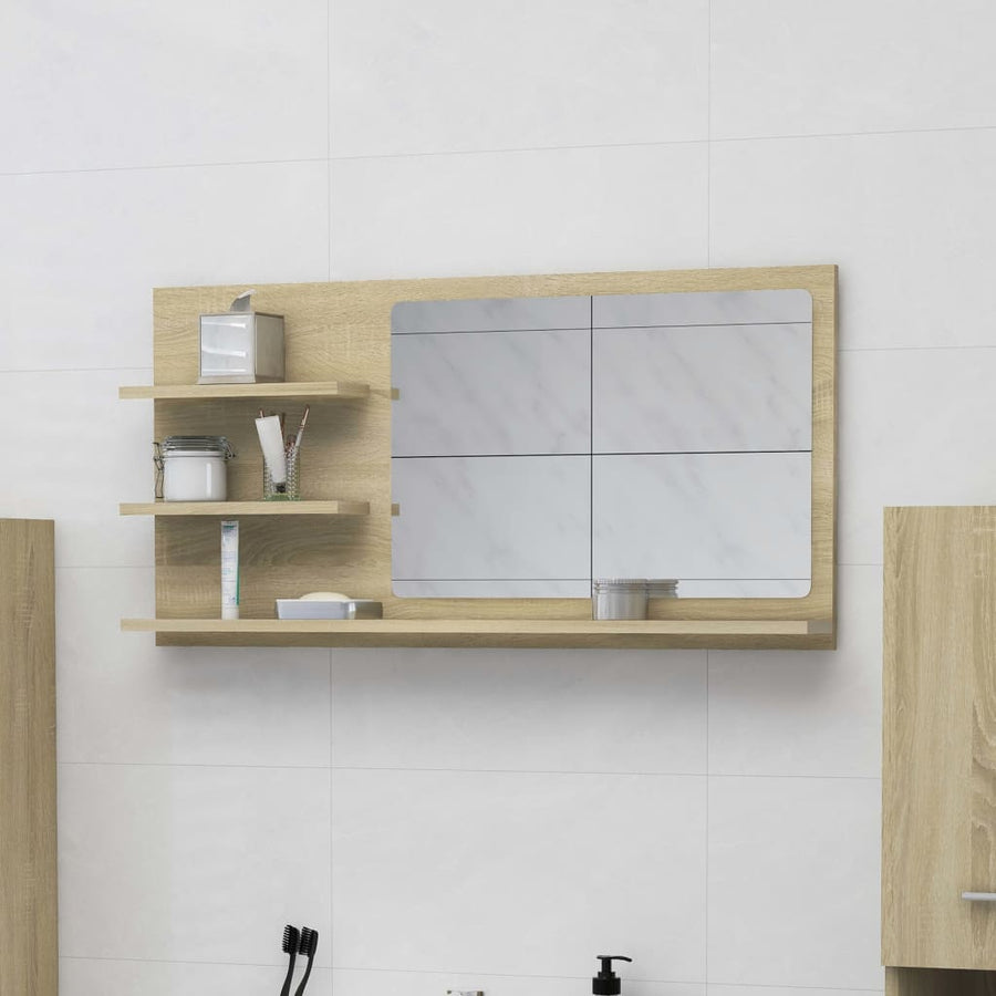 Badkamerspiegel 90X0,5X45 Cm Spaanplaat Kleurig Sonoma eiken