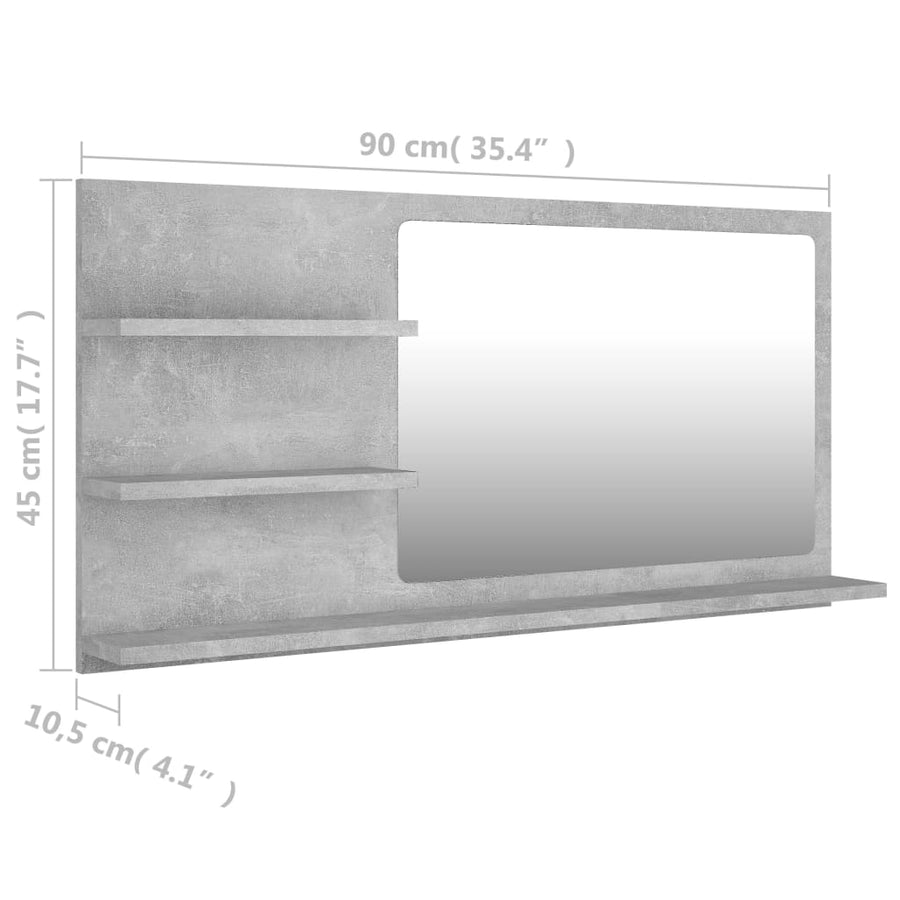 Badkamerspiegel 90X0,5X45 Cm Spaanplaat Betongrijs