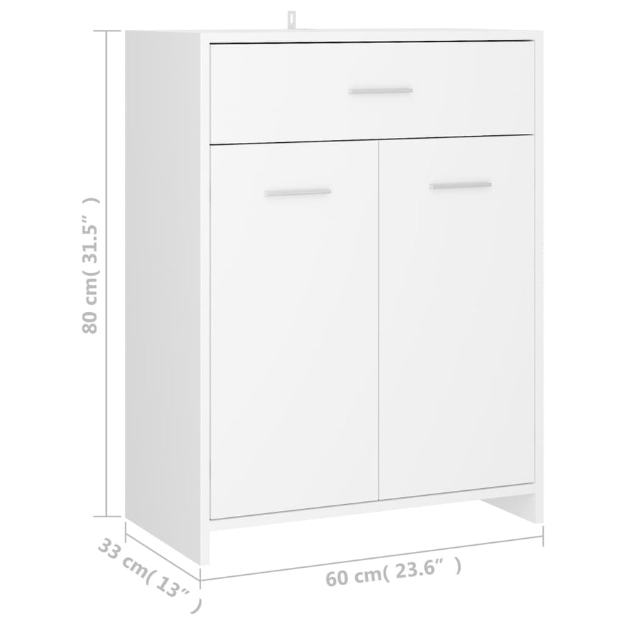 Badkamerkast 60X33X80 Cm Bewerkt Hout Wit