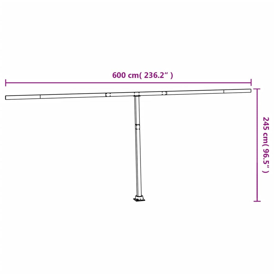 Luifelpaalset 600x245 cm ijzer wit