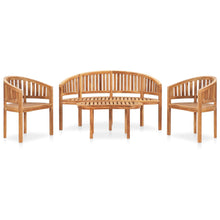 4-Delige Loungeset Banaanvormig Massief Teakhout 1