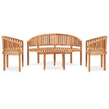 4-Delige Loungeset Banaanvormig Massief Teakhout 1