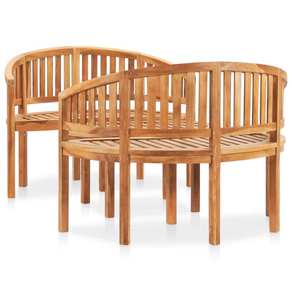 3-Delige Loungeset Banaanvormig Massief Teakhout 1