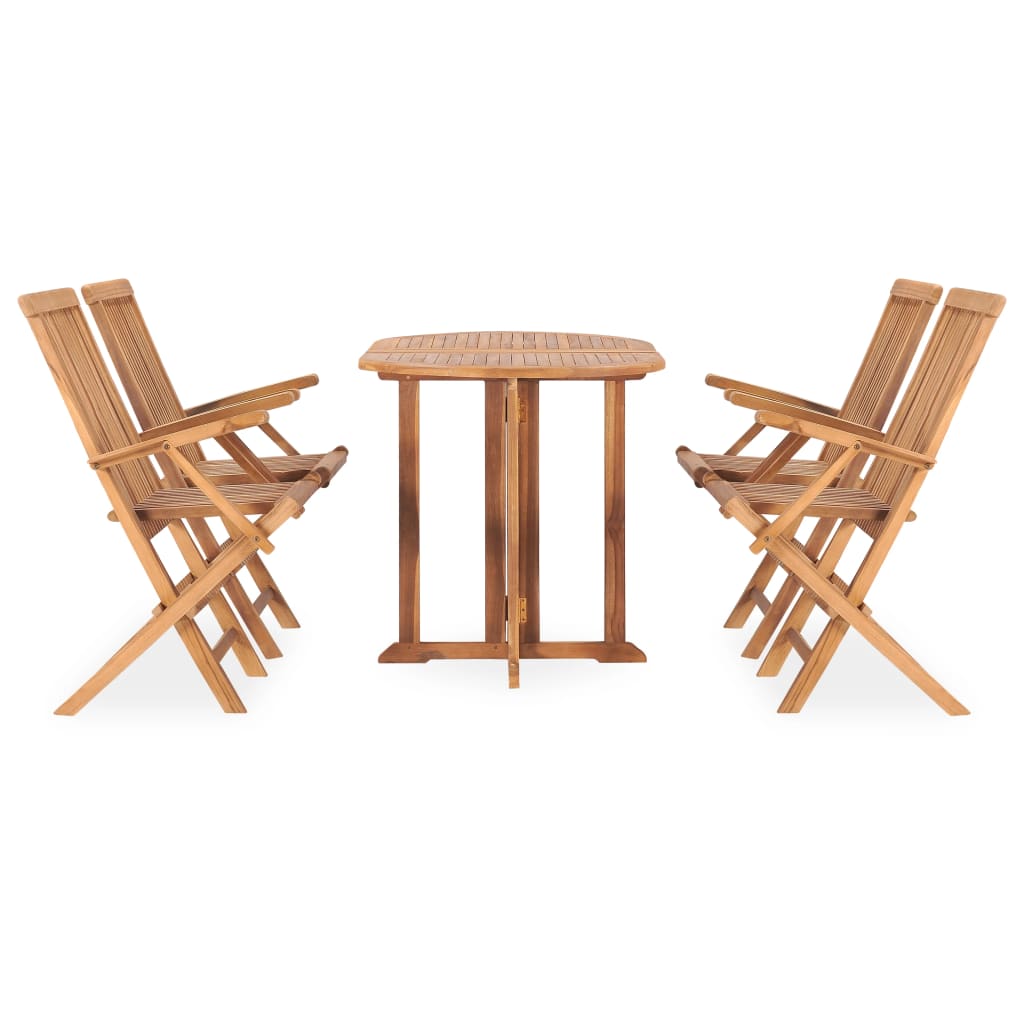 5-Delige Tuinset Inklapbaar Massief Teakhout 120 X 70 X 75 Cm 4 Met armleuning ovaal