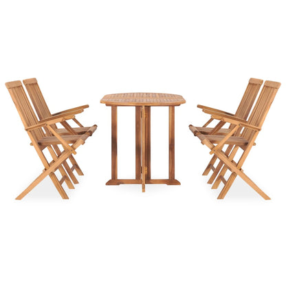 5-Delige Tuinset Inklapbaar Massief Teakhout 120 X 70 X 75 Cm 4 Met armleuning ovaal