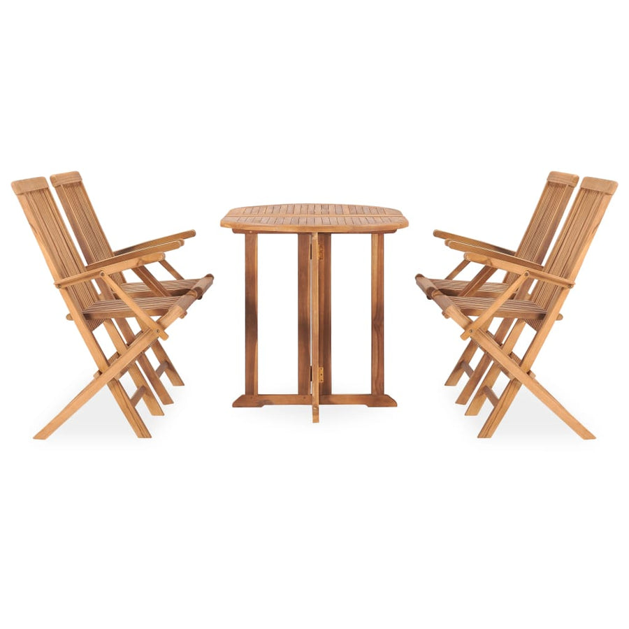 5-Delige Tuinset Inklapbaar Massief Teakhout 120 X 70 X 75 Cm 4 Met armleuning ovaal