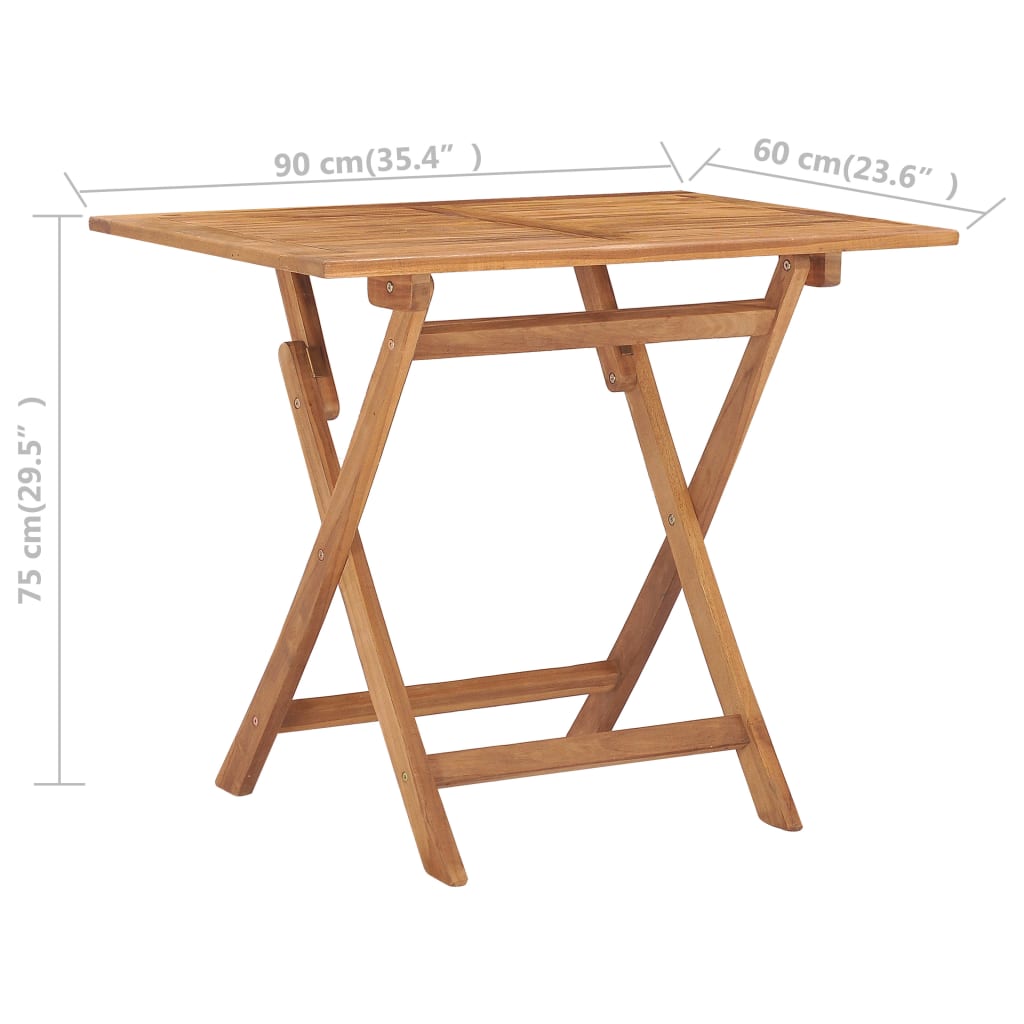 5-Delige Tuinset Inklapbaar Massief Teakhout 90 x 60 x 75 cm Zonder armleuning Rechthoekig