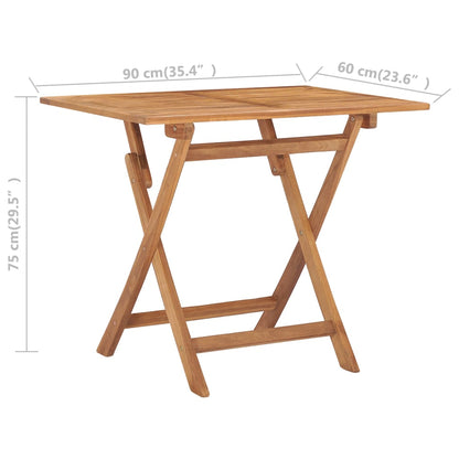 5-Delige Tuinset Inklapbaar Massief Teakhout 90 x 60 x 75 cm Zonder armleuning Rechthoekig