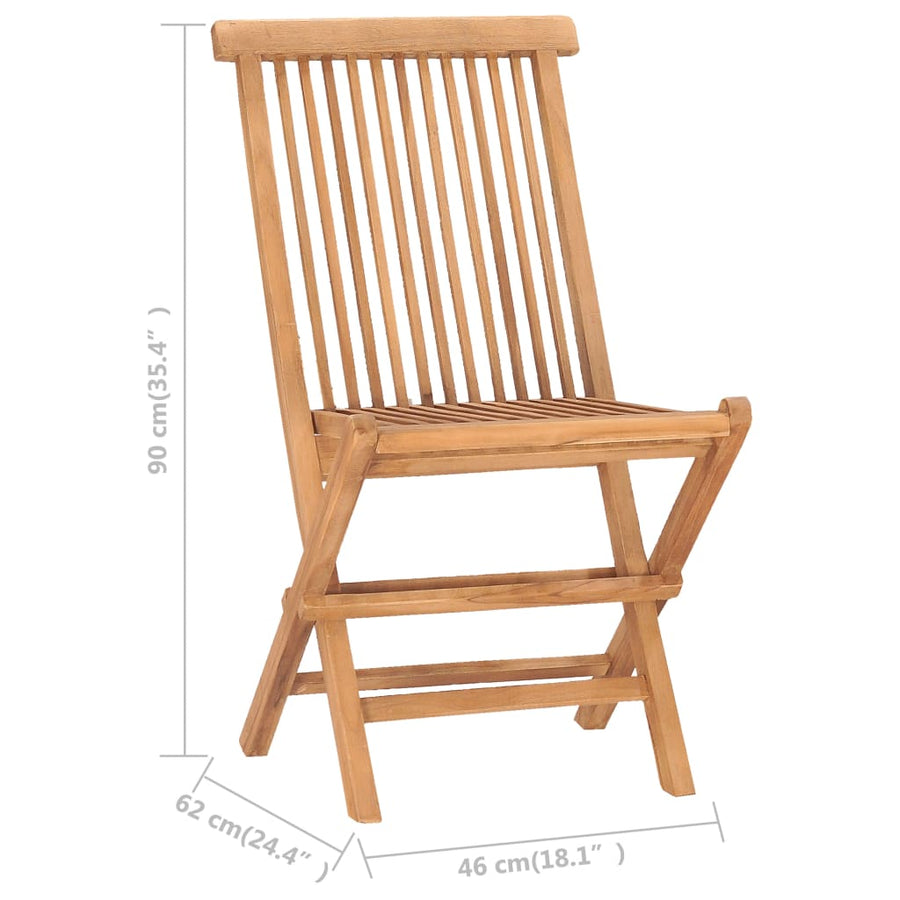 5-Delige Tuinset Inklapbaar Massief Teakhout Ø 90 x 75 cm Zonder armleuning Rond