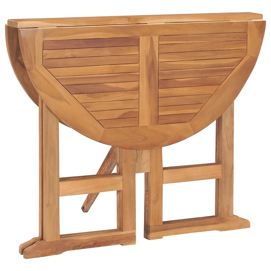 5-Delige Tuinset Inklapbaar Massief Teakhout Ø 90 x 75 cm Zonder armleuning Rond