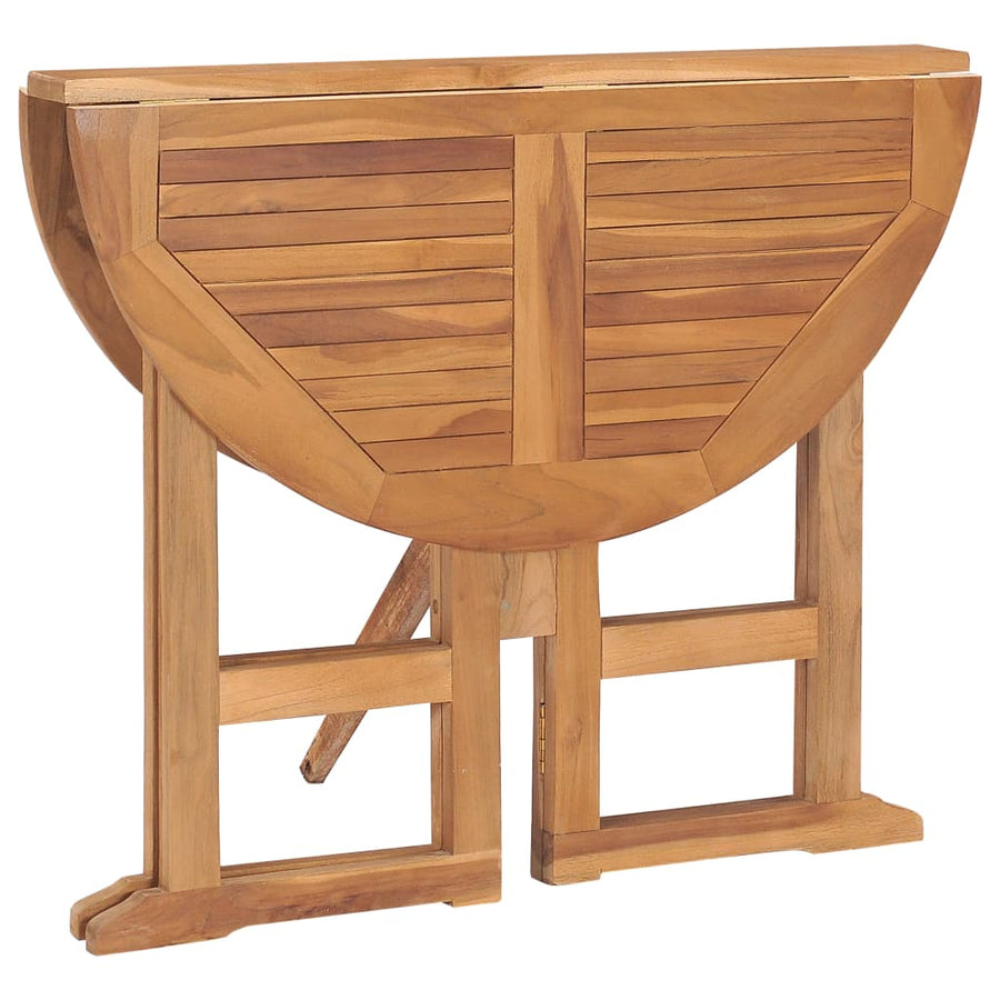 5-Delige Tuinset Inklapbaar Massief Teakhout Ø 90 x 75 cm Zonder armleuning Rond
