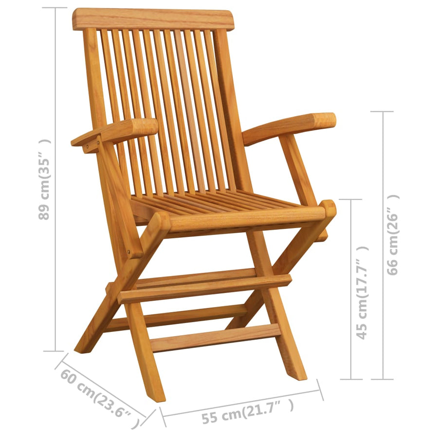 5-Delige Tuinset Inklapbaar Massief Teakhout Ø 90 x 75 cm Met armleuning Rond