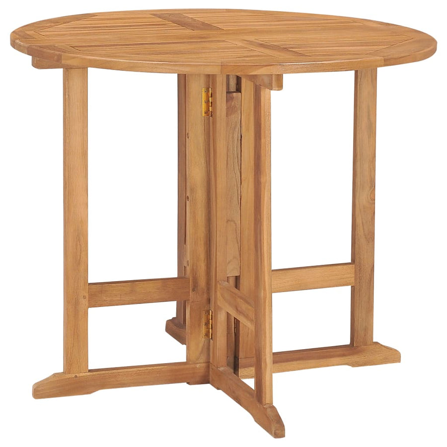 5-Delige Tuinset Inklapbaar Massief Teakhout Ø 90 x 75 cm Met armleuning Rond