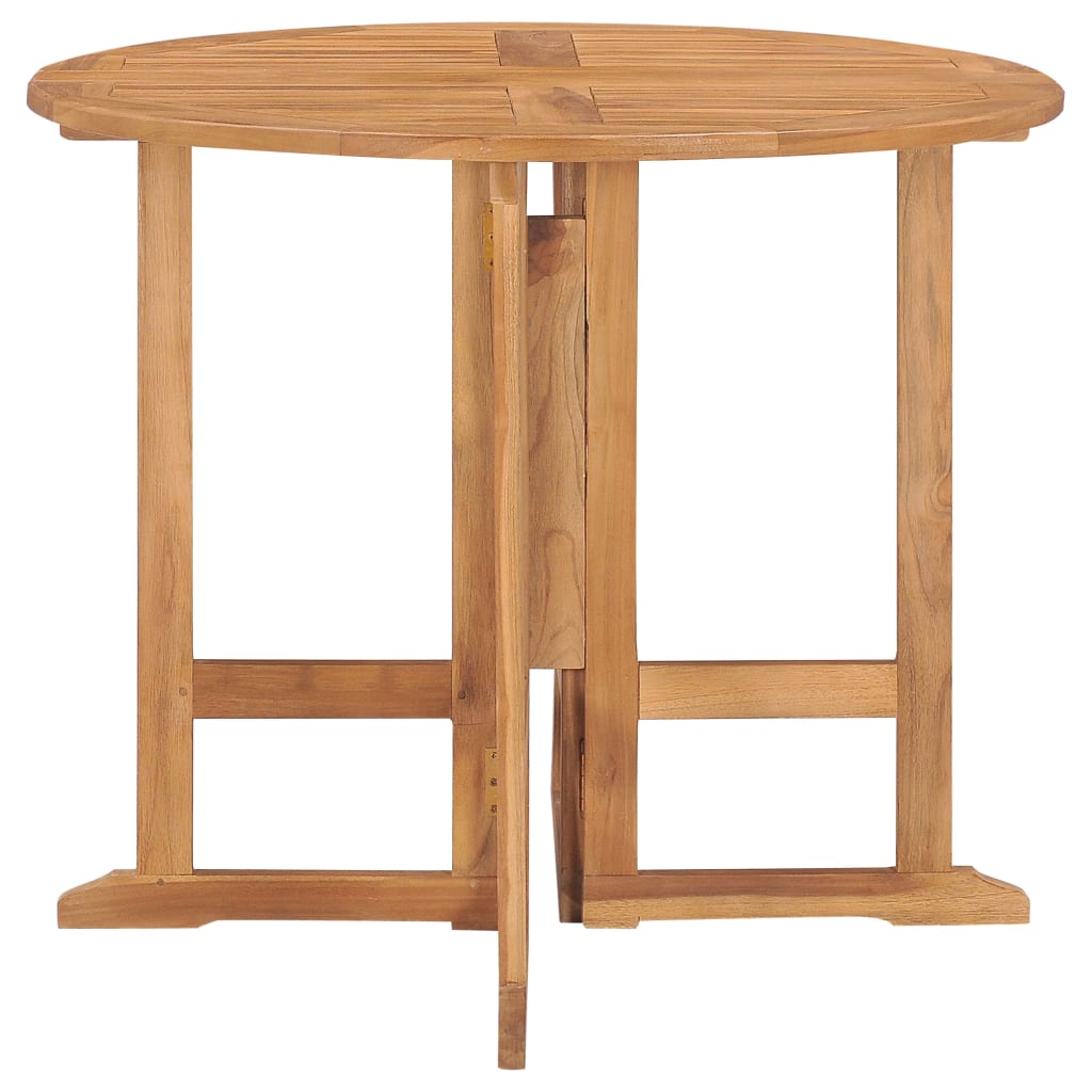 5-Delige Tuinset Inklapbaar Massief Teakhout Ø 90 x 75 cm Met armleuning Rond
