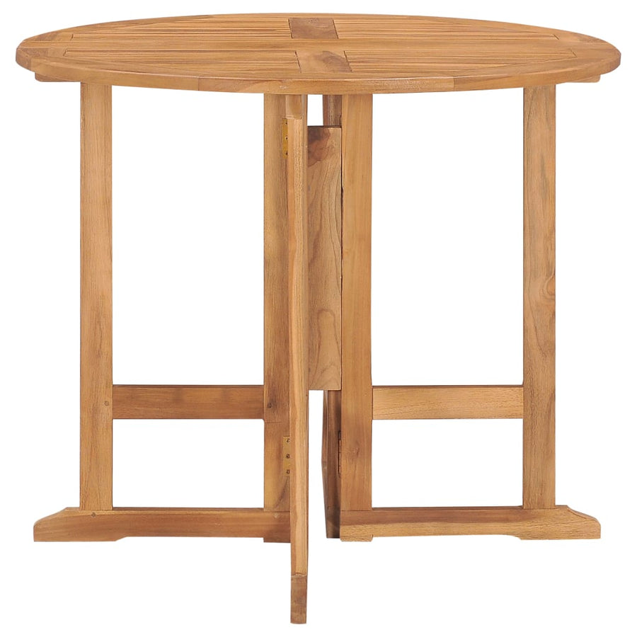 5-Delige Tuinset Inklapbaar Massief Teakhout Ø 90 x 75 cm Met armleuning Rond