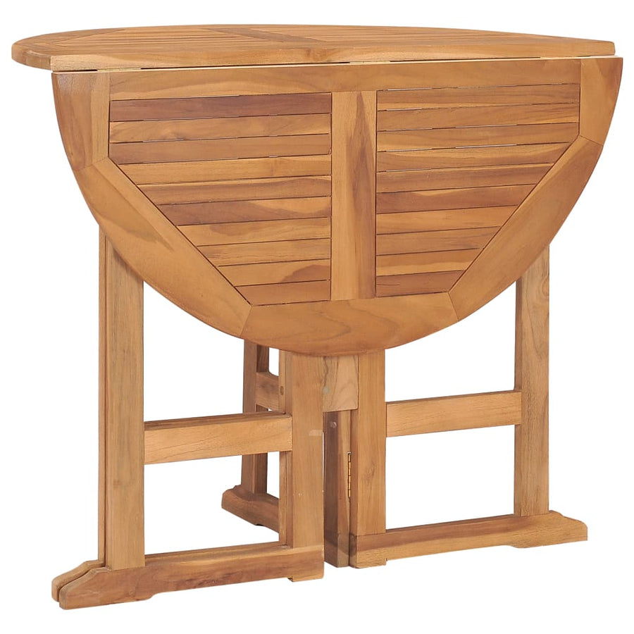 5-Delige Tuinset Inklapbaar Massief Teakhout Ø 90 x 75 cm Met armleuning Rond
