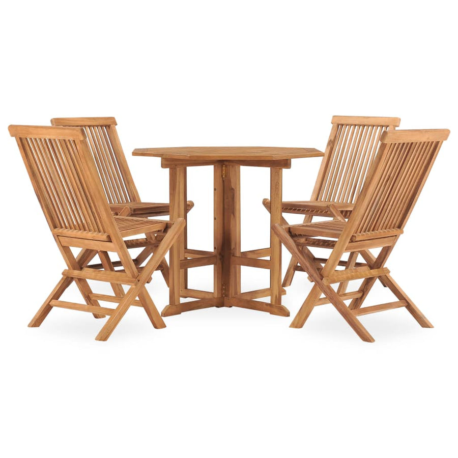 5-Delige Tuinset Inklapbaar Massief Teakhout 90 x 90 x 75 cm Zonder armleuning Achthoekig