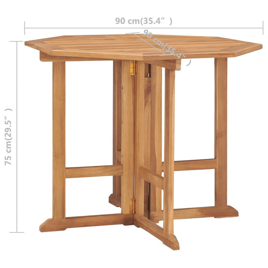5-Delige Tuinset Inklapbaar Massief Teakhout 90 x 90 x 75 cm Zonder armleuning Achthoekig