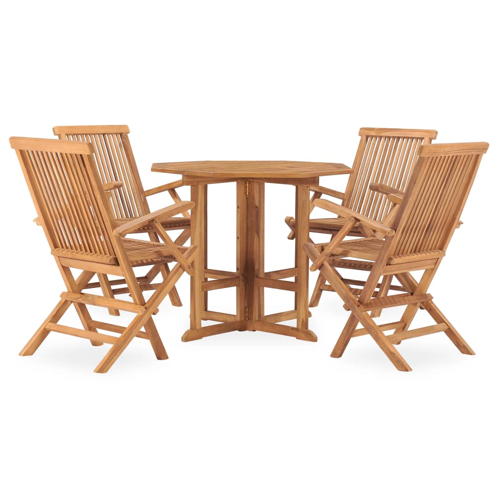 5-Delige Tuinset Inklapbaar Massief Teakhout 90 x 90 x 75 cm Met armleuning Achthoekig