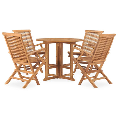 5-Delige Tuinset Inklapbaar Massief Teakhout 90 x 90 x 75 cm Met armleuning Achthoekig