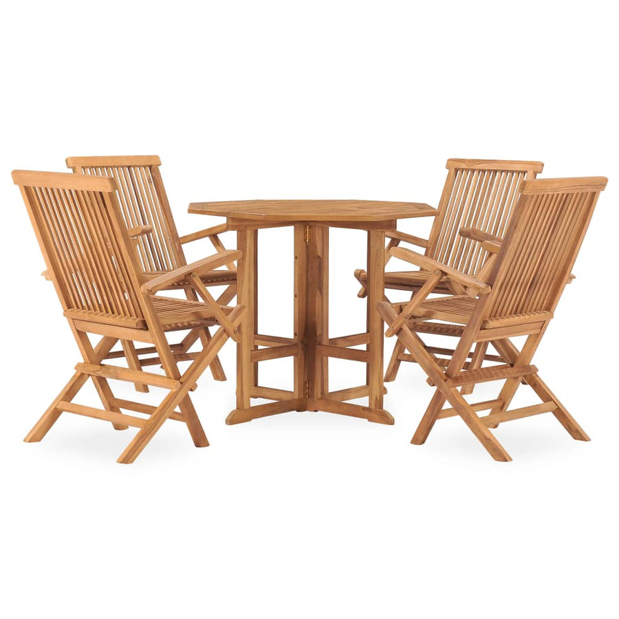 5-Delige Tuinset Inklapbaar Massief Teakhout 90 x 90 x 75 cm Met armleuning Achthoekig