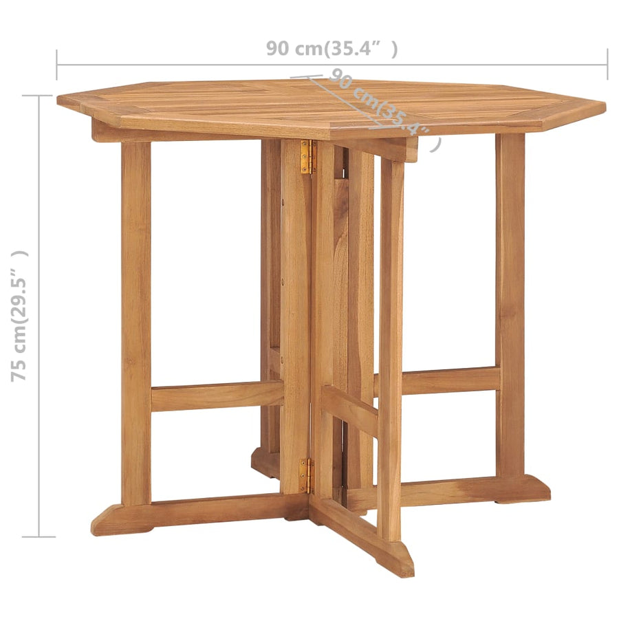 5-Delige Tuinset Inklapbaar Massief Teakhout 90 x 90 x 75 cm Met armleuning Achthoekig