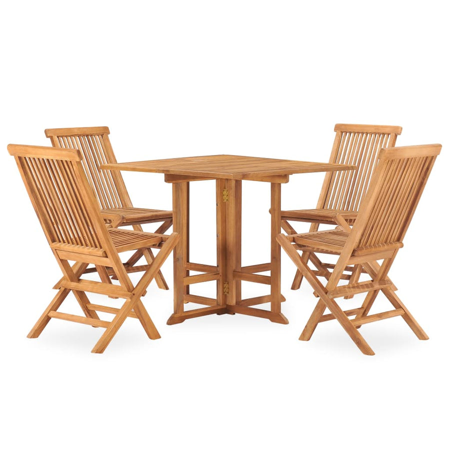 5-Delige Tuinset Inklapbaar Massief Teakhout 90 x 90 x 75 cm Zonder armleuning Vierkant