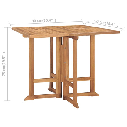 5-Delige Tuinset Inklapbaar Massief Teakhout 90 x 90 x 75 cm Zonder armleuning Vierkant