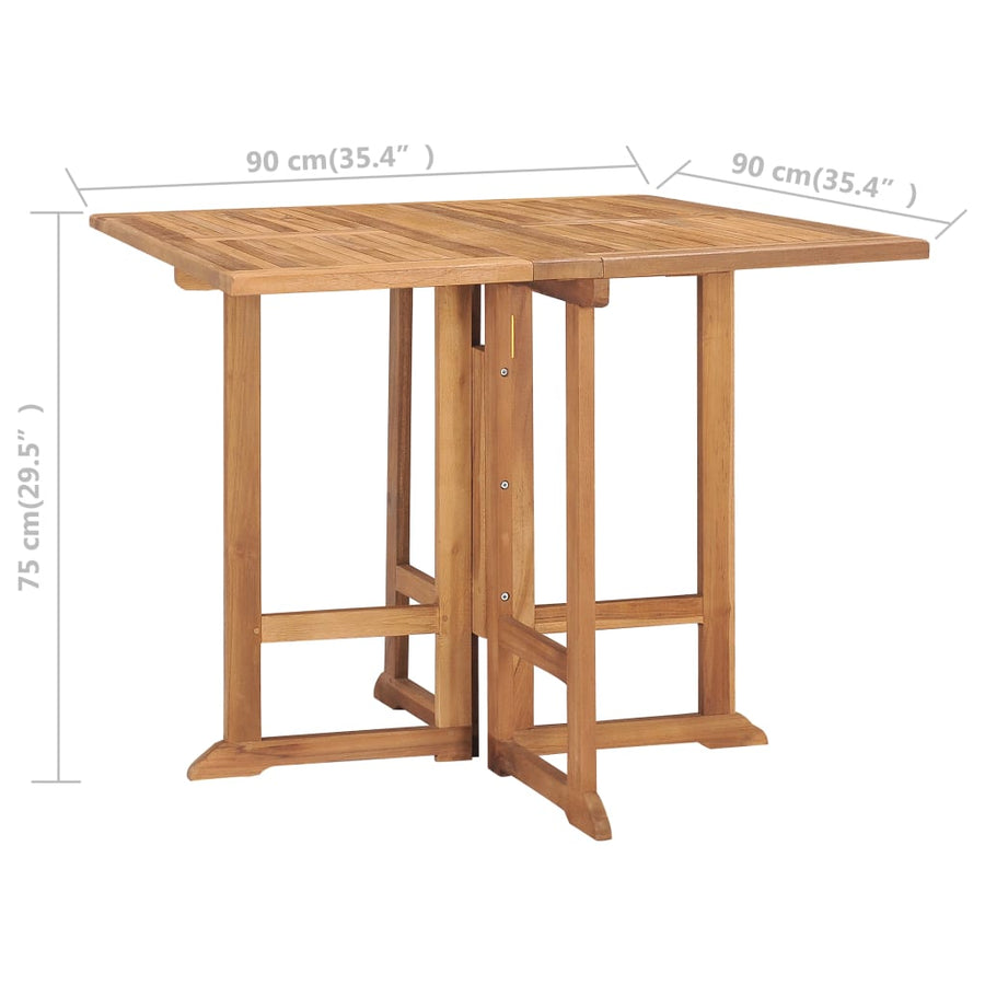 5-Delige Tuinset Inklapbaar Massief Teakhout 90 x 90 x 75 cm Met armleuning Vierkant