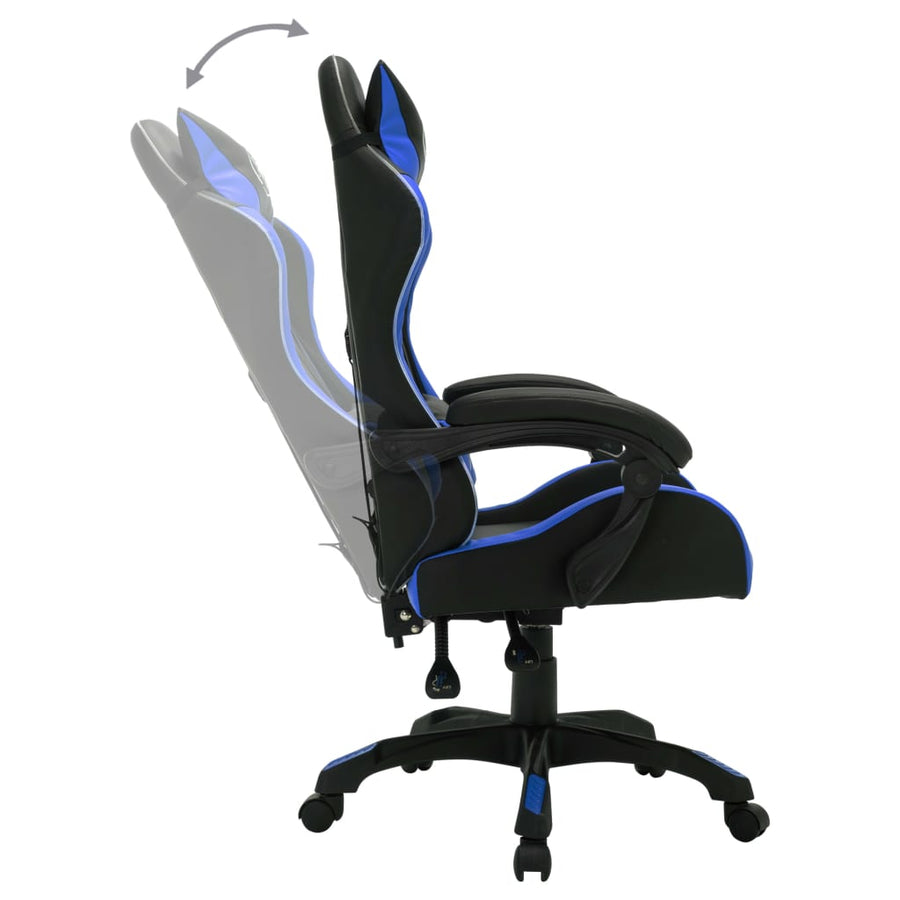 Racestoel Met Rgb Led-Verlichting Kunstleer Blauw en zwart Zonder voetensteun