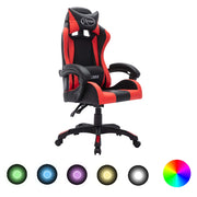 Racestoel kunstleer rood zwart met RGB LED