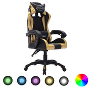Racestoel kunstleer goud zwart met RGB LED