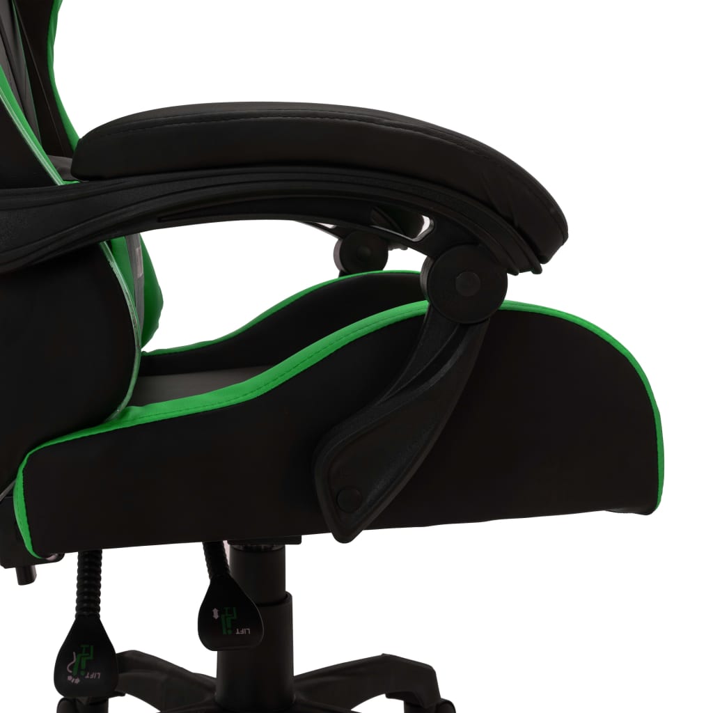 Racestoel Met Rgb Led-Verlichting Kunstleer Groen en zwart Zonder voetensteun