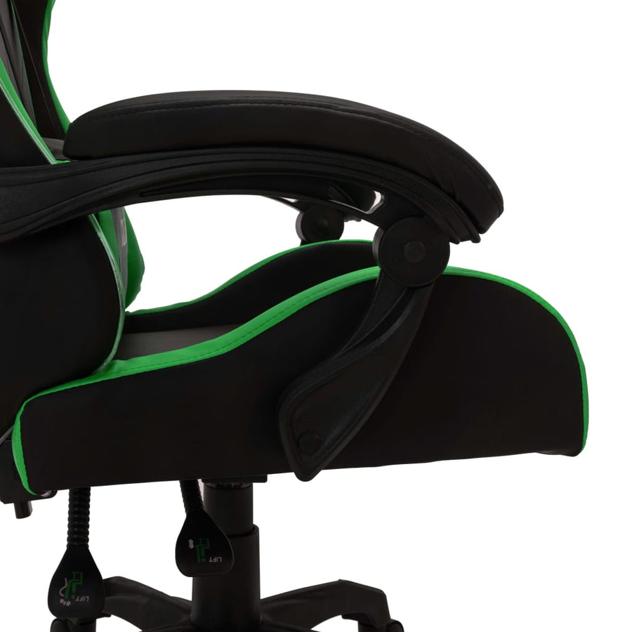 Racestoel Met Rgb Led-Verlichting Kunstleer Groen en zwart Zonder voetensteun