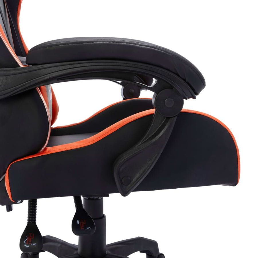 Racestoel Met Rgb Led-Verlichting Kunstleer Oranje en zwart Zonder voetensteun