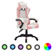 Racestoel kunstleer roze zwart met RGB LED