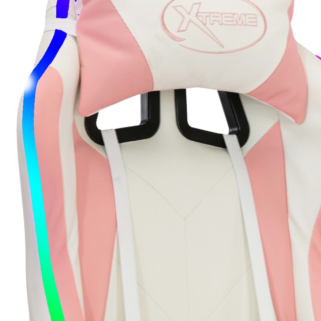 Racestoel Met Rgb Led-Verlichting Kunstleer Roze en zwart Zonder voetensteun