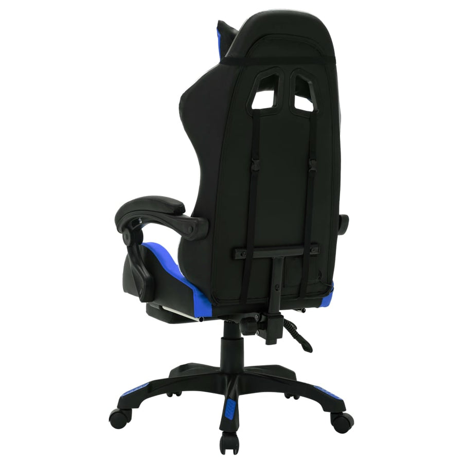 Racestoel Met Rgb Led-Verlichting Kunstleer Blauw en zwart Met voetensteun