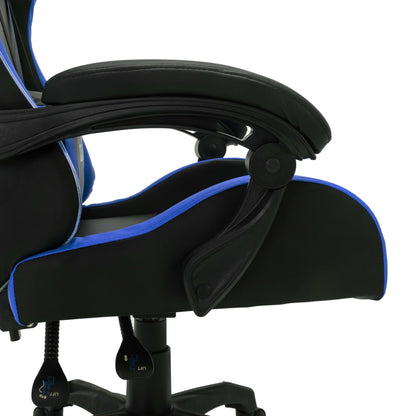 Racestoel Met Rgb Led-Verlichting Kunstleer Blauw en zwart Met voetensteun